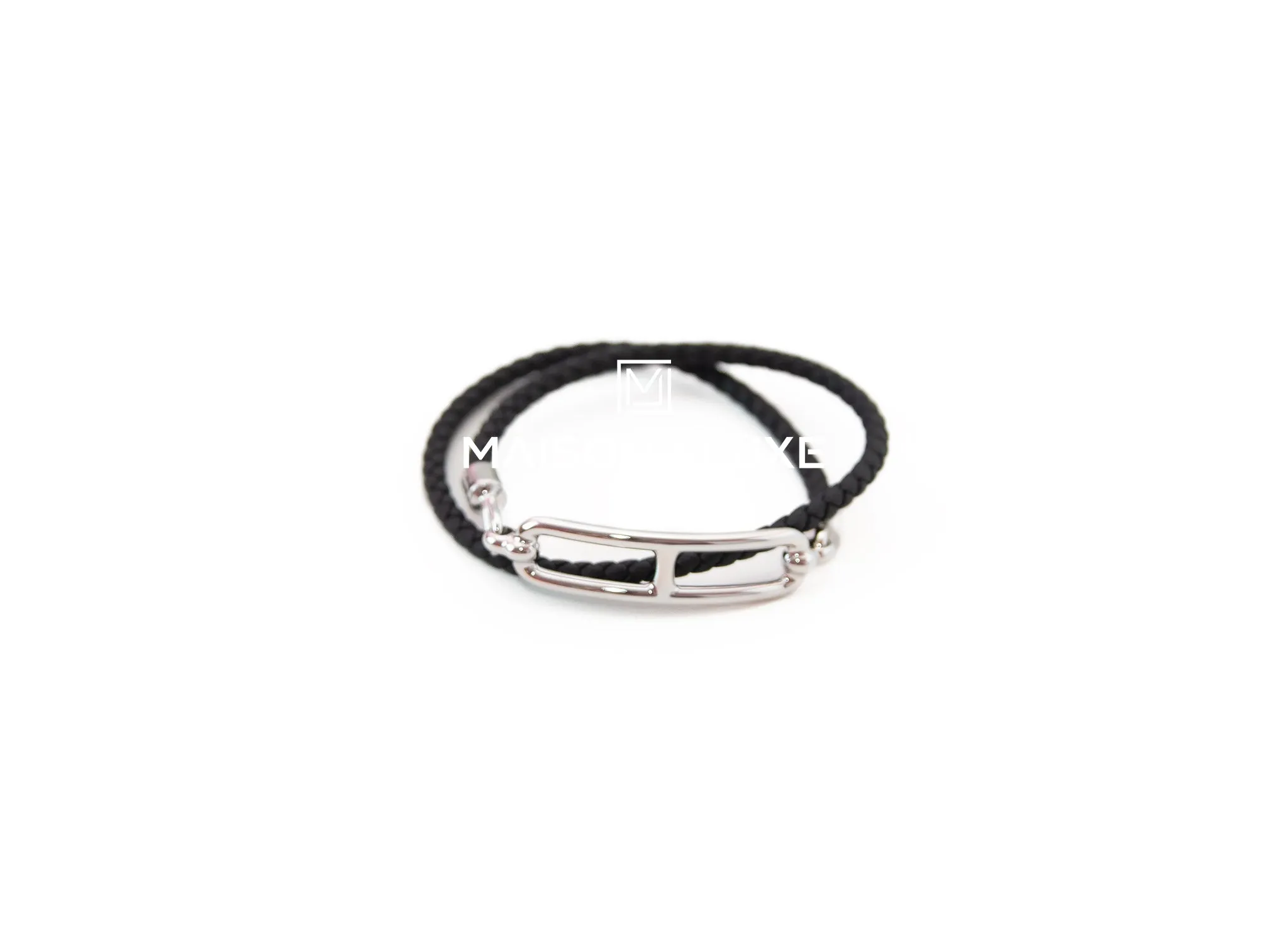 Hermes Black Roulis Double Tour T2 Bracelet