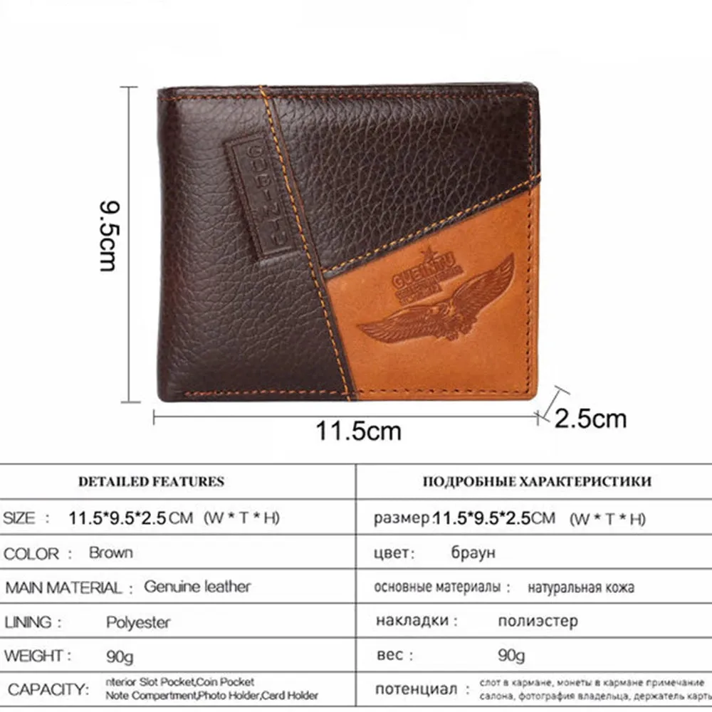 High-Quality Genuine Leather Men's Eagle Cartera Wallet
