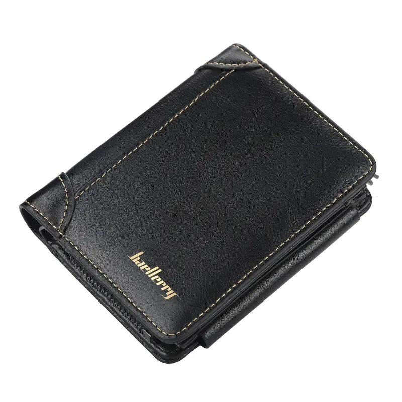 High-Quality PU Leather Men's Zipper Wallet with Cardholder
