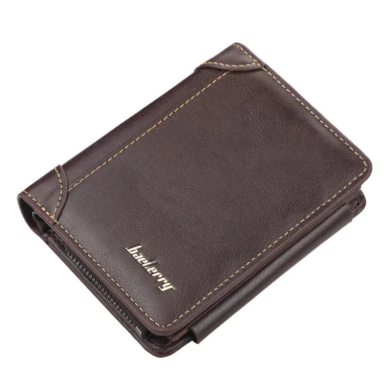 High-Quality PU Leather Men's Zipper Wallet with Cardholder