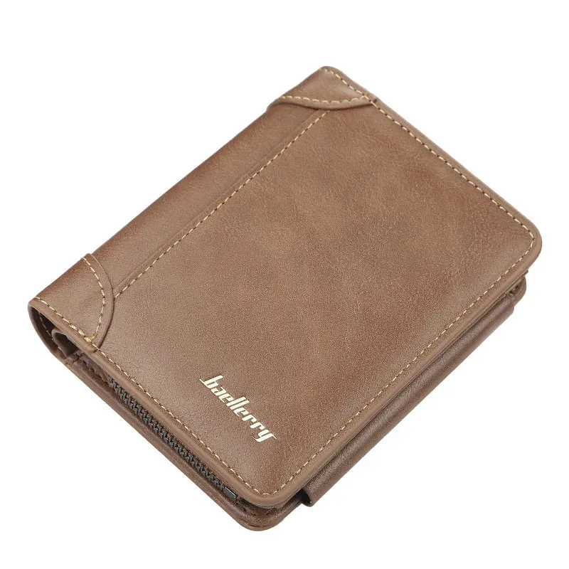 High-Quality PU Leather Men's Zipper Wallet with Cardholder