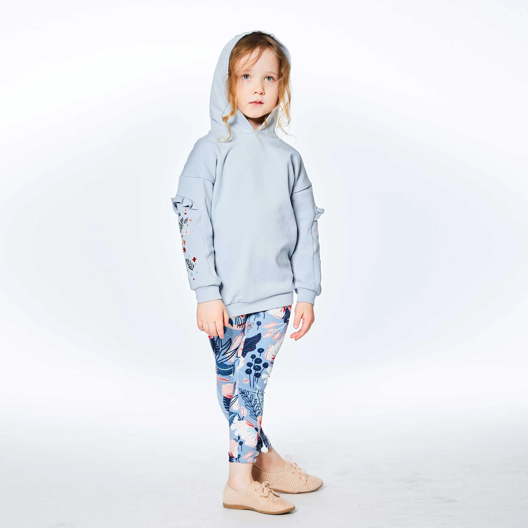 Hooded Long Sleeve Top With Frill