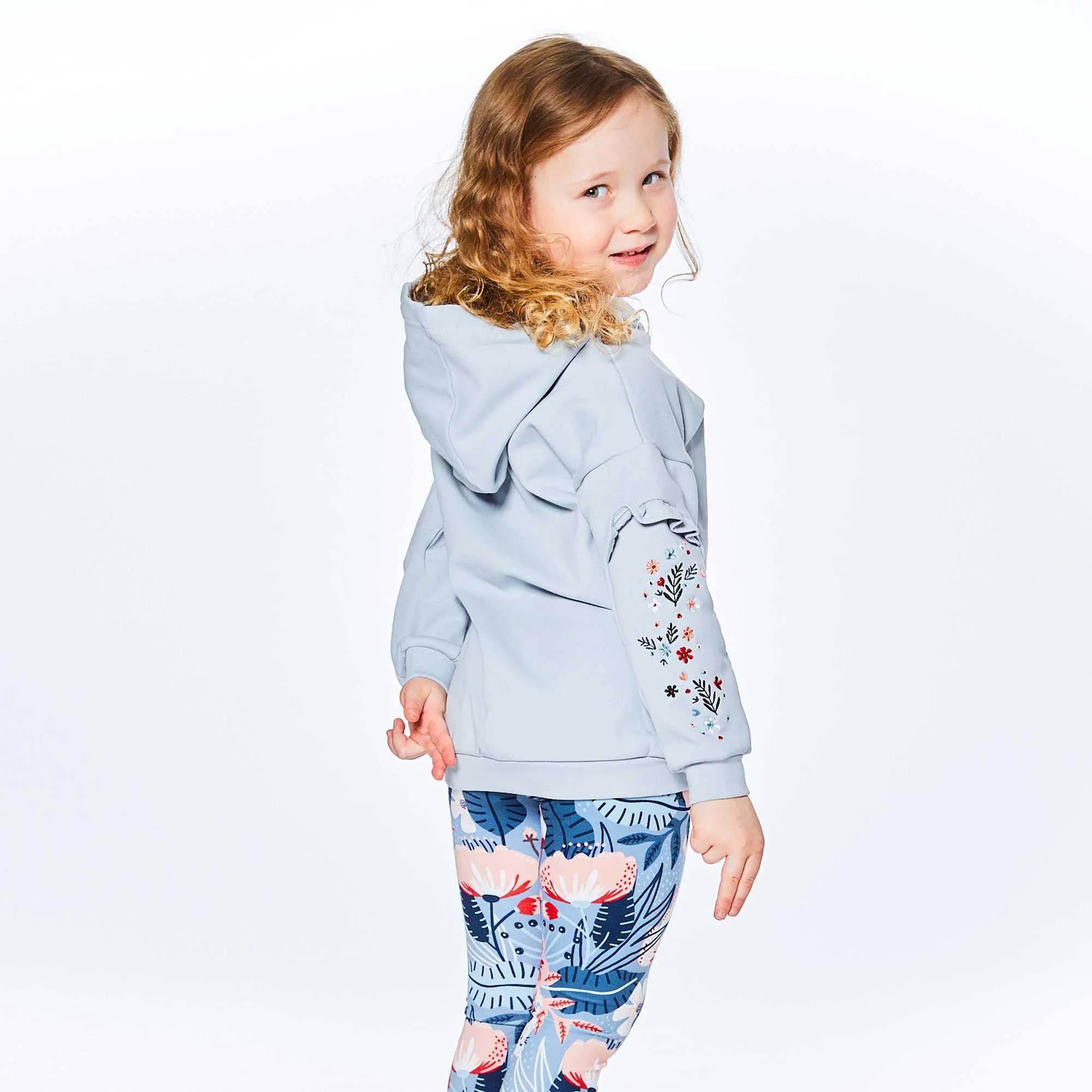 Hooded Long Sleeve Top With Frill