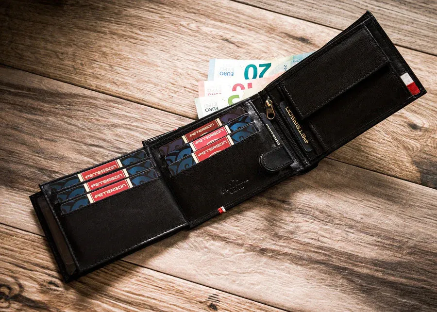 Horizontal Leather Wallet Embossed with Polish Eagle & White and Red Trim
