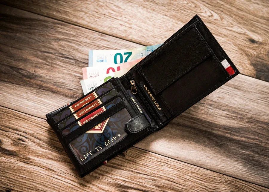 Horizontal Leather Wallet Embossed with Polish Eagle & White and Red Trim