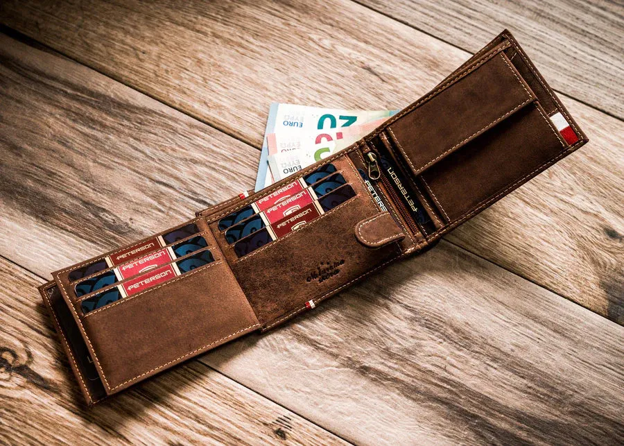 Horizontal Leather Wallet Embossed with Polish Eagle & White and Red Trim