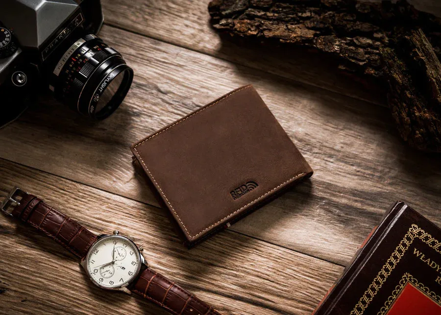 Horizontal Leather Wallet Embossed with Polish Eagle & White and Red Trim