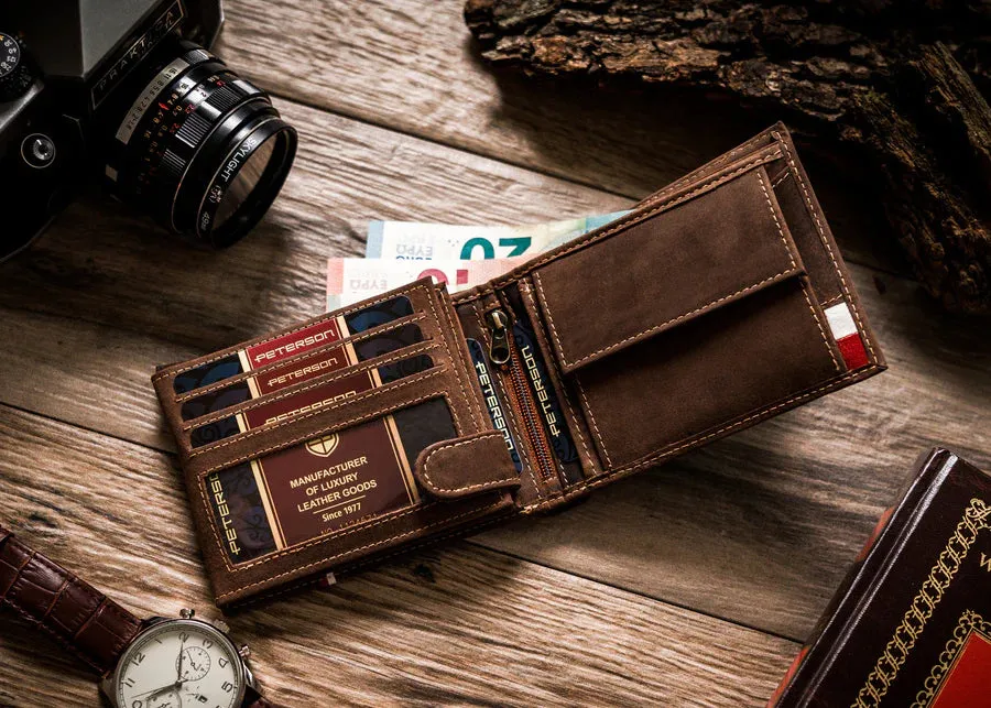Horizontal Leather Wallet Embossed with Polish Eagle & White and Red Trim