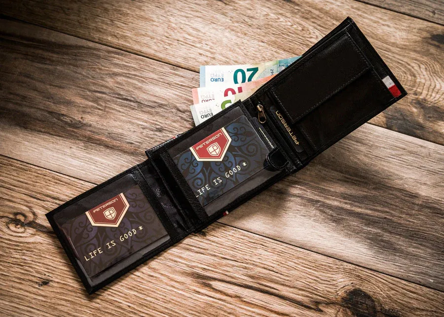 Horizontal Leather Wallet Embossed with Polish Eagle & White and Red Trim