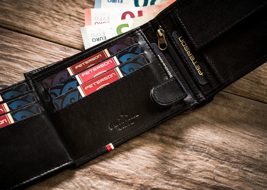 Horizontal Leather Wallet Embossed with Polish Eagle & White and Red Trim