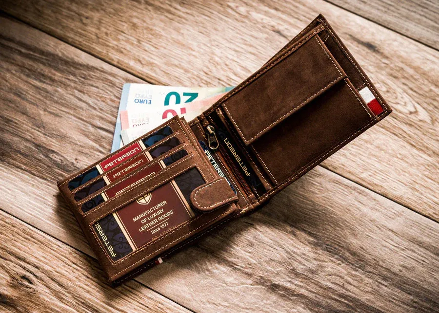 Horizontal Leather Wallet Embossed with Polish Eagle & White and Red Trim