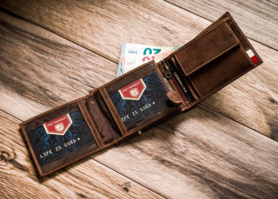 Horizontal Leather Wallet Embossed with Polish Eagle & White and Red Trim
