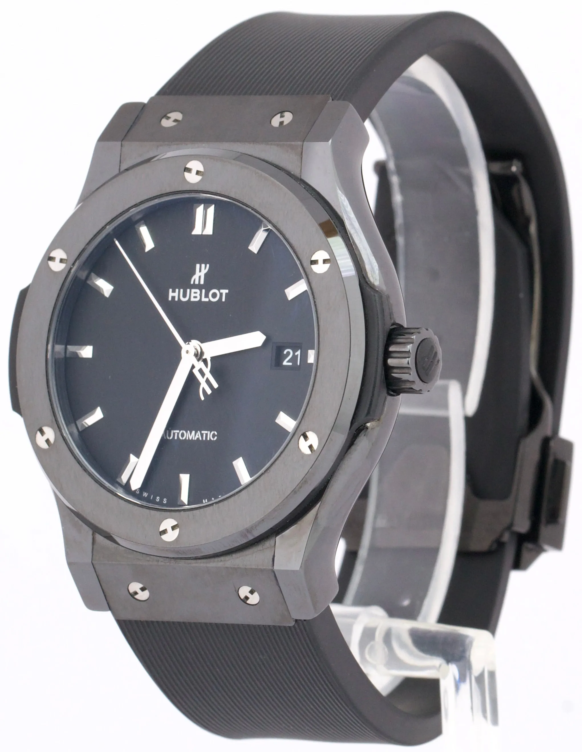 Hublot Classic Fusion Black Magic CERAMIC 42mm Rubber Watch 542.CM.1171.RX BOX