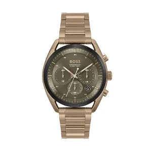 Hugo Boss TOP Rose Gold Stainless Steel Olive Green Dial Chronograph Quartz Watch for Gents - 1514094