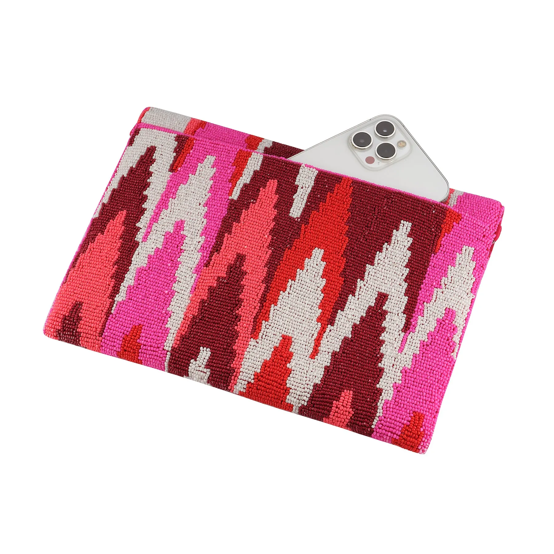 Ikat Beaded Clutch Bag