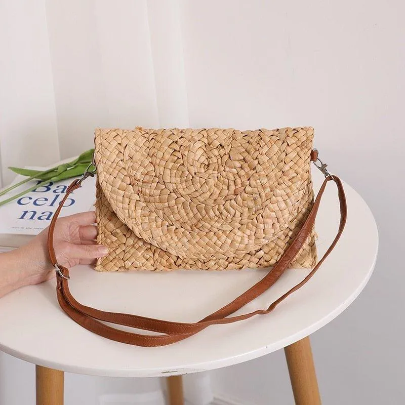 Isabella Corn Husk Weave Clutch Bags