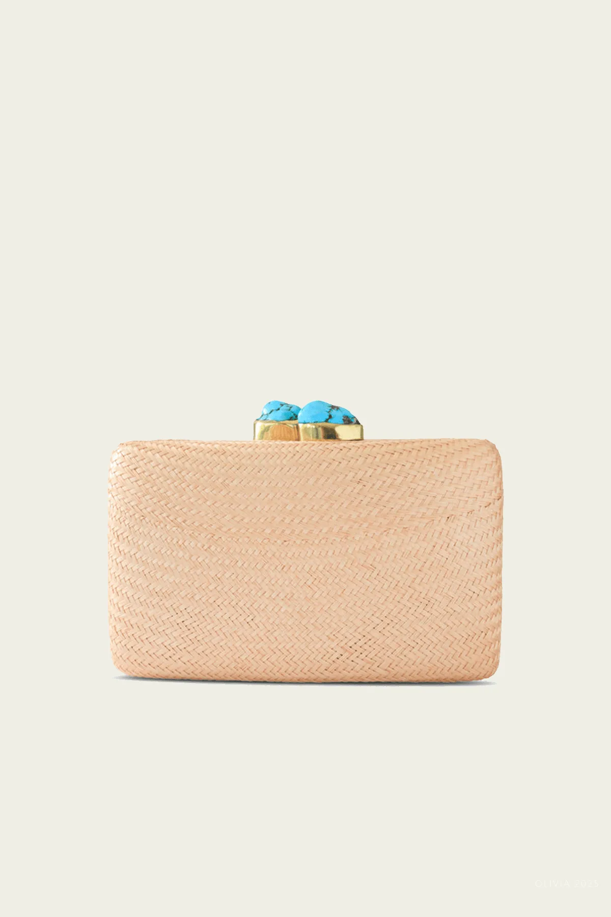 Jen Clutch with Turquoise Stone in Toast