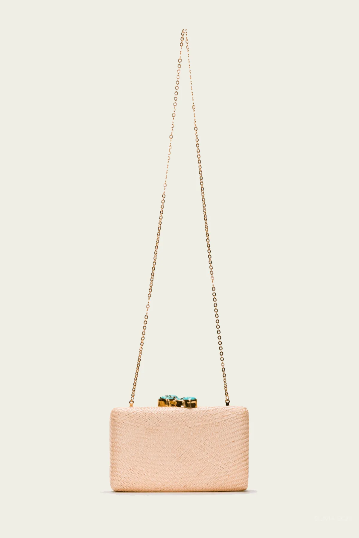 Jen Clutch with Turquoise Stone in Toast