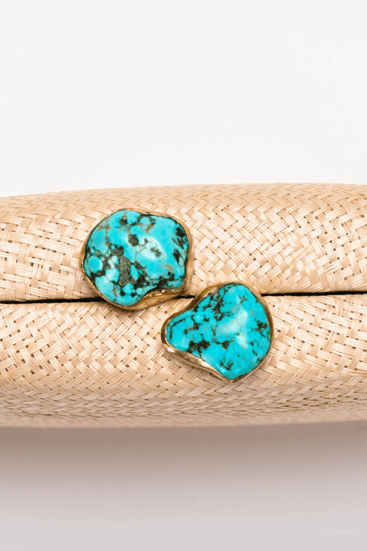 Jen Clutch with Turquoise Stone in Toast