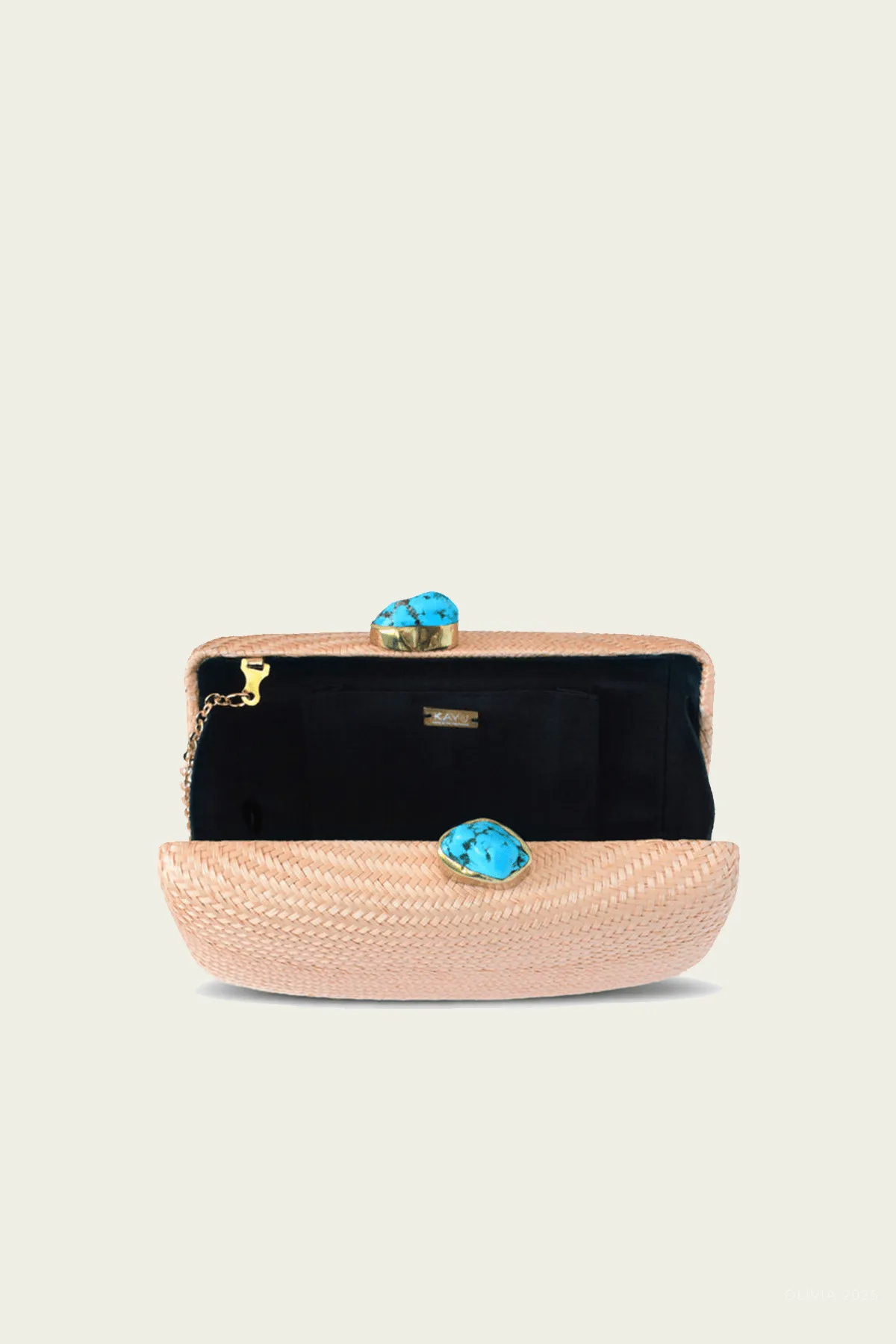 Jen Clutch with Turquoise Stone in Toast