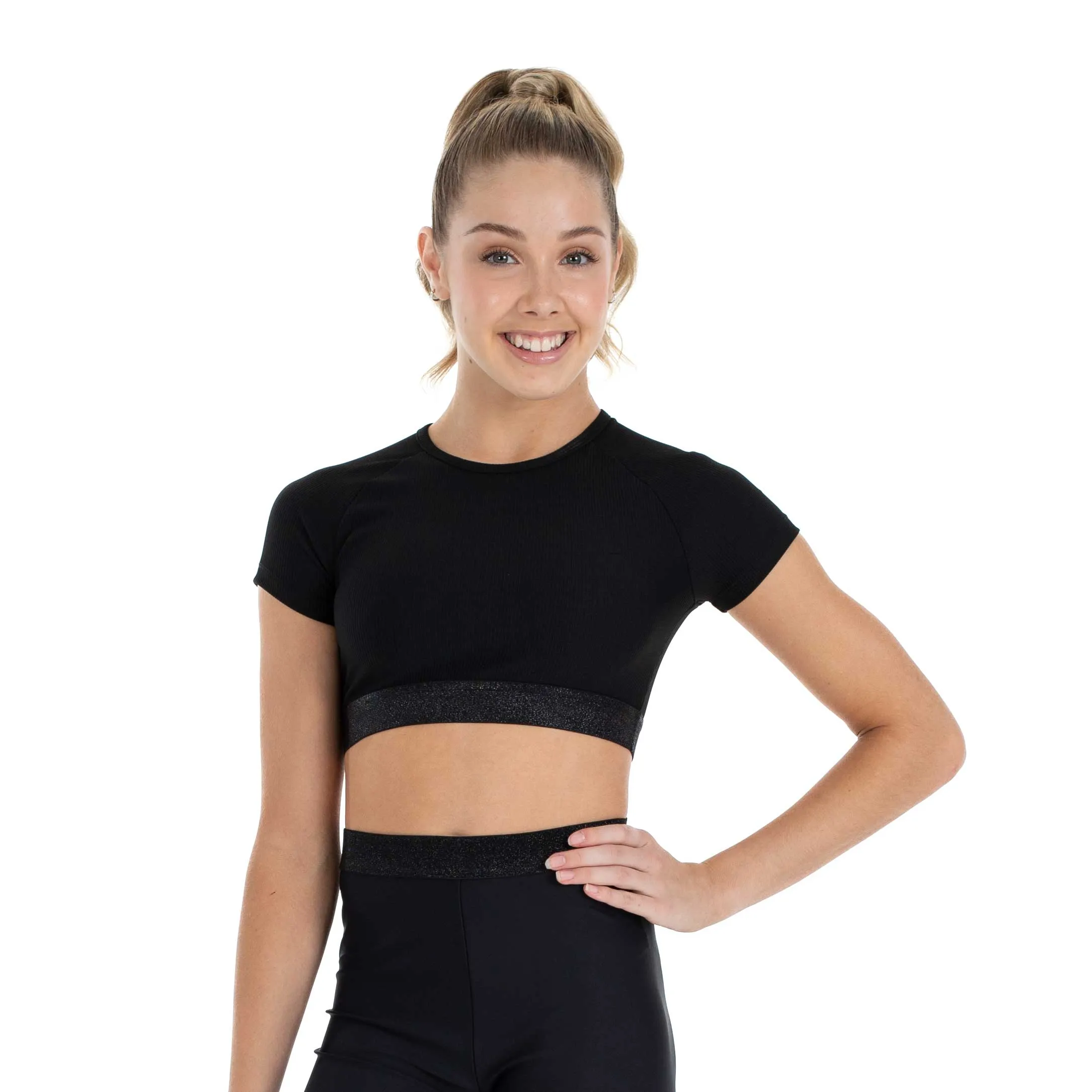Kelly: Ribbed Keyhole Tee in Black