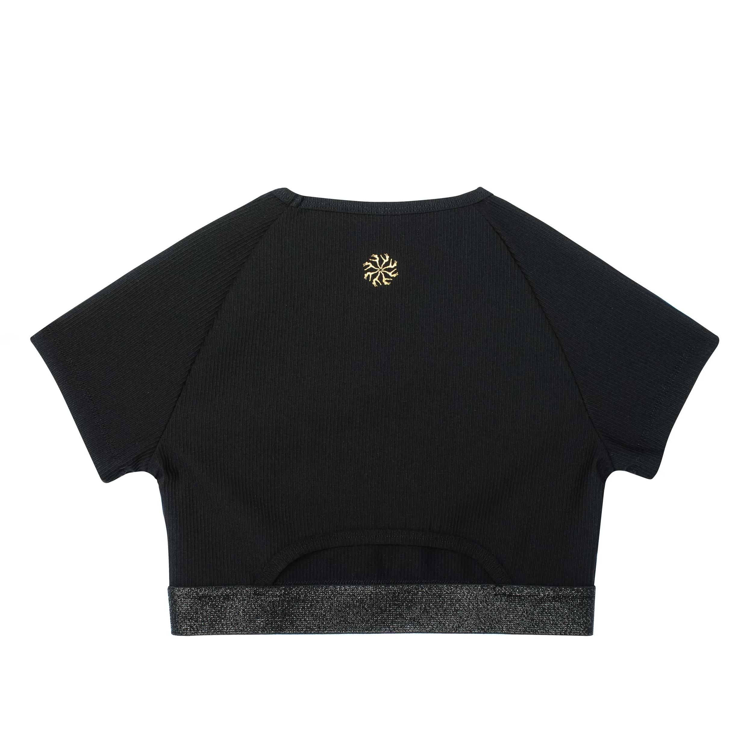 Kelly: Ribbed Keyhole Tee in Black
