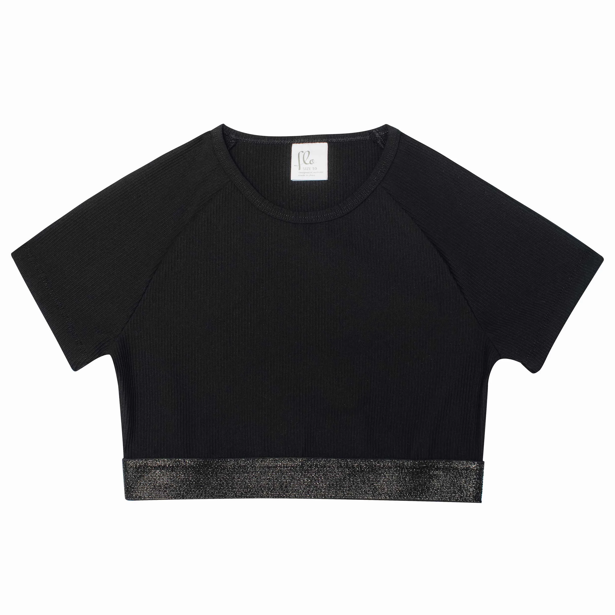Kelly: Ribbed Keyhole Tee in Black