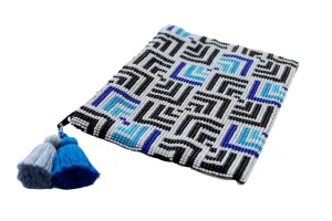 Labyrinth Glass Bead Clutch Blue