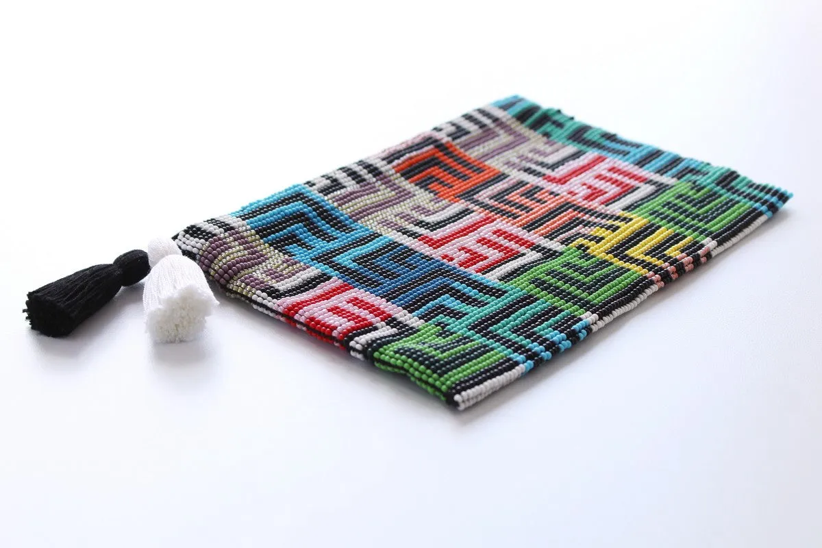 Labyrinth Glass Bead Clutch Multi