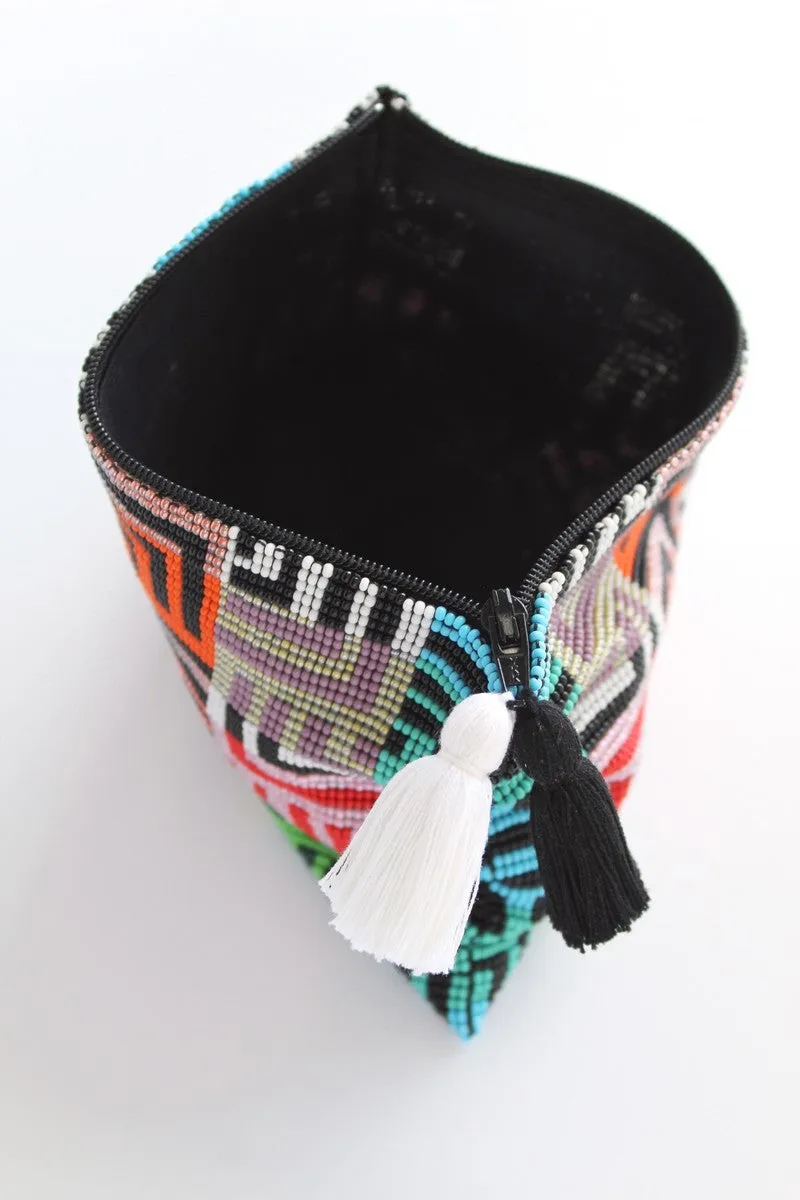 Labyrinth Glass Bead Clutch Multi