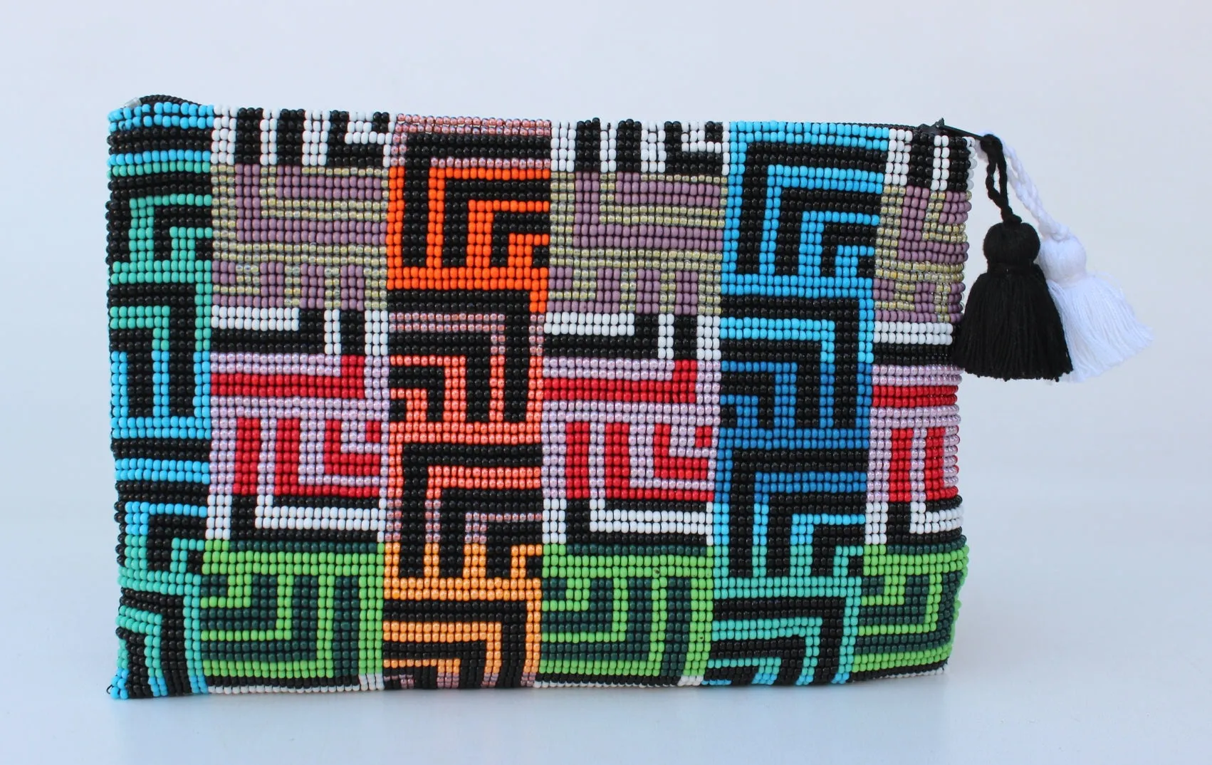 Labyrinth Glass Bead Clutch Multi