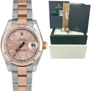 Ladies MINT Rolex DateJust Two-Tone Rose Gold 26mm PINK INDEX Watch 179171 B P