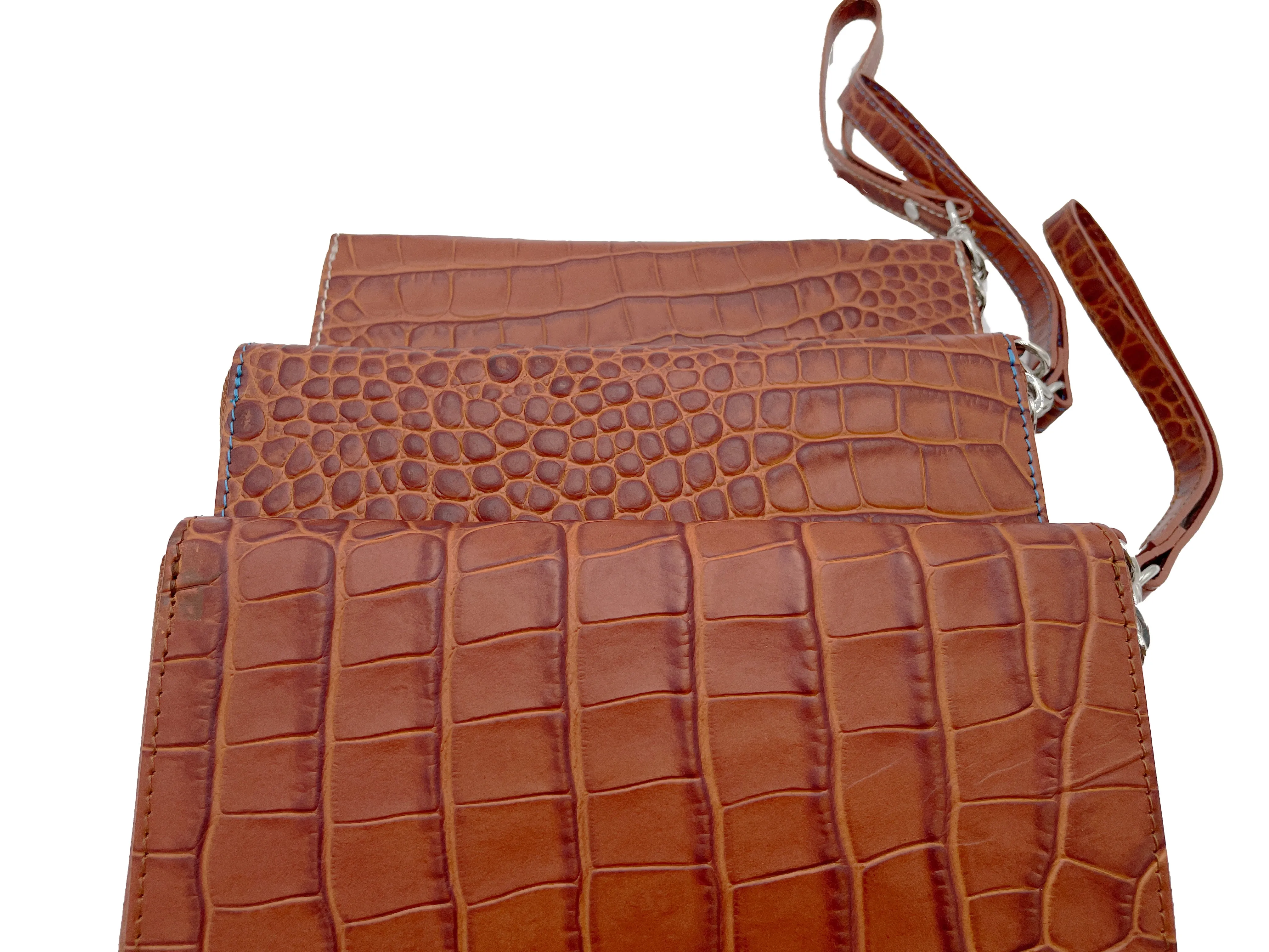 Ladies Mock Crocodile Clutch - Cognac