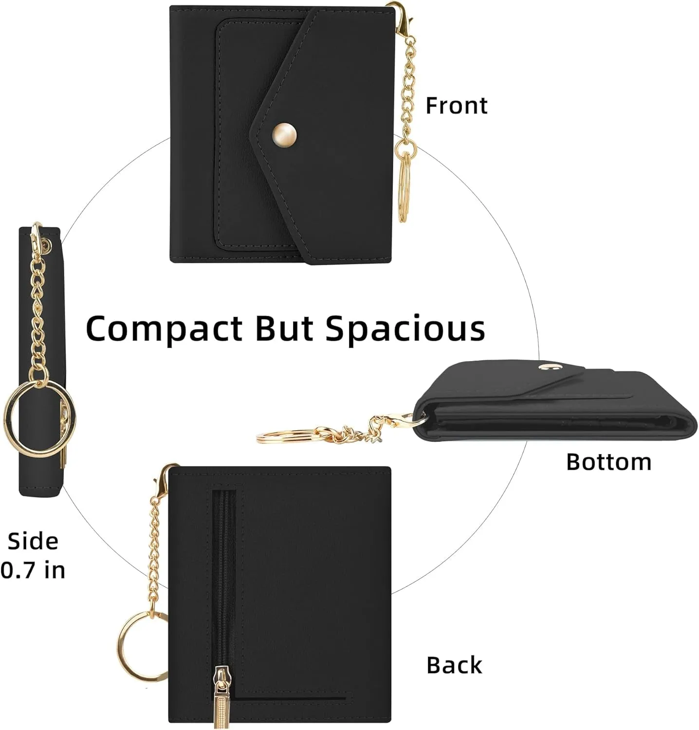 Ladies Trifold Credit Card Holder, Keychain Wallet