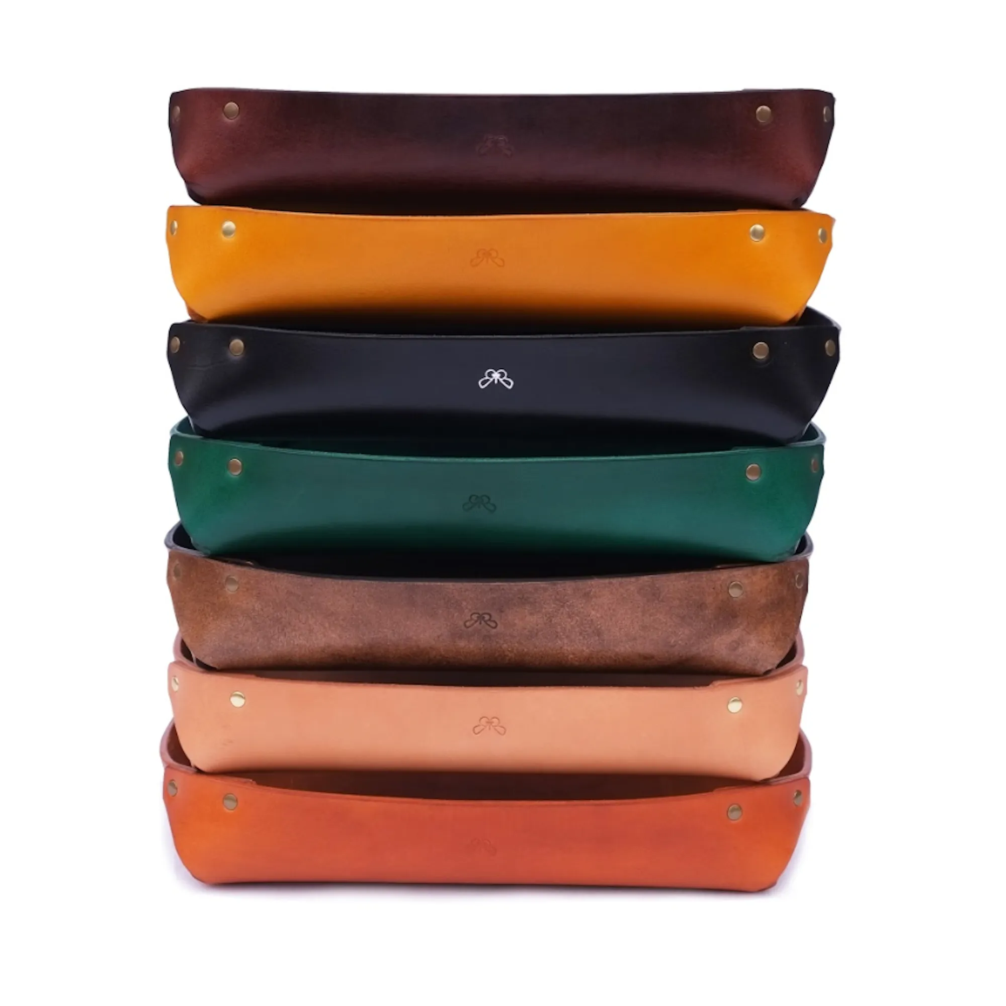 LARGE LEATHER VALET TRAY / GREEN