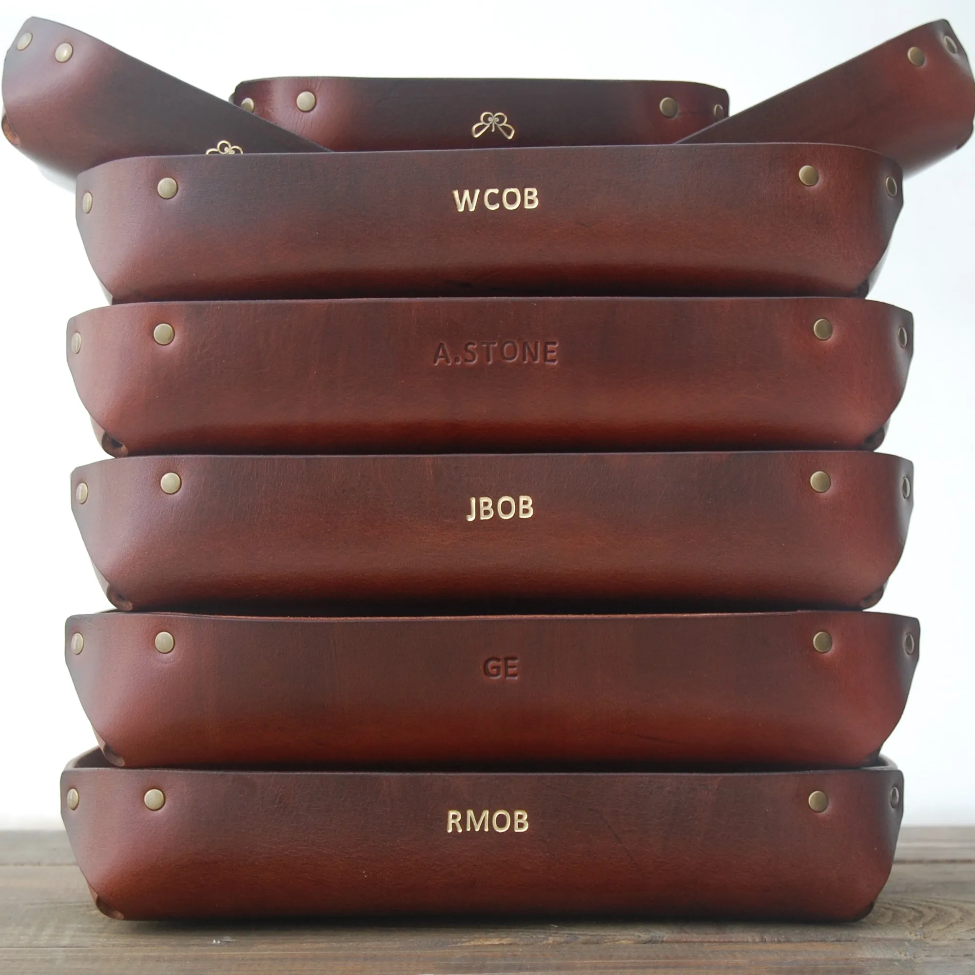LARGE LEATHER VALET TRAY / GREEN