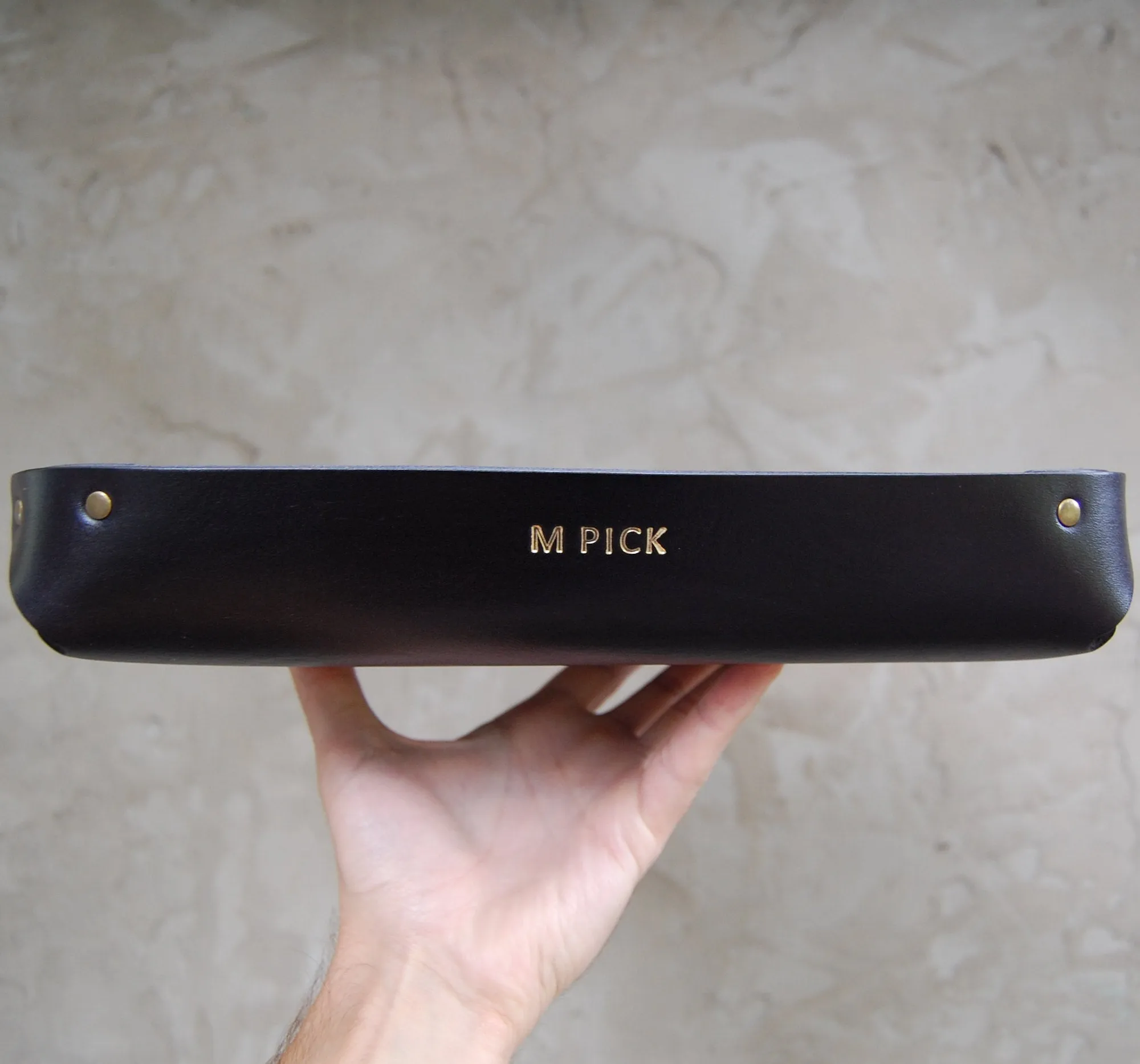 LARGE LEATHER VALET TRAY / GREEN