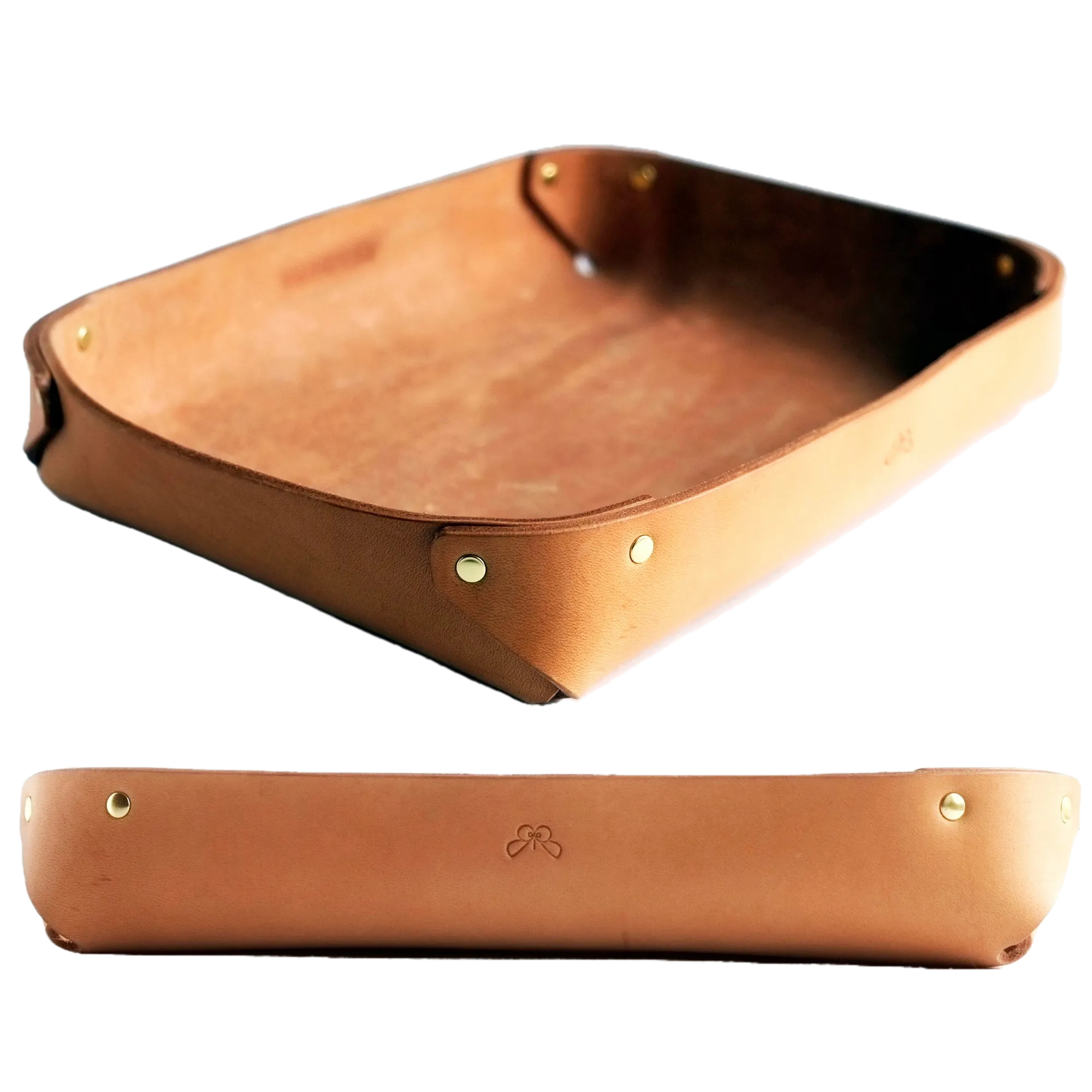 LARGE LEATHER VALET TRAY / GREEN