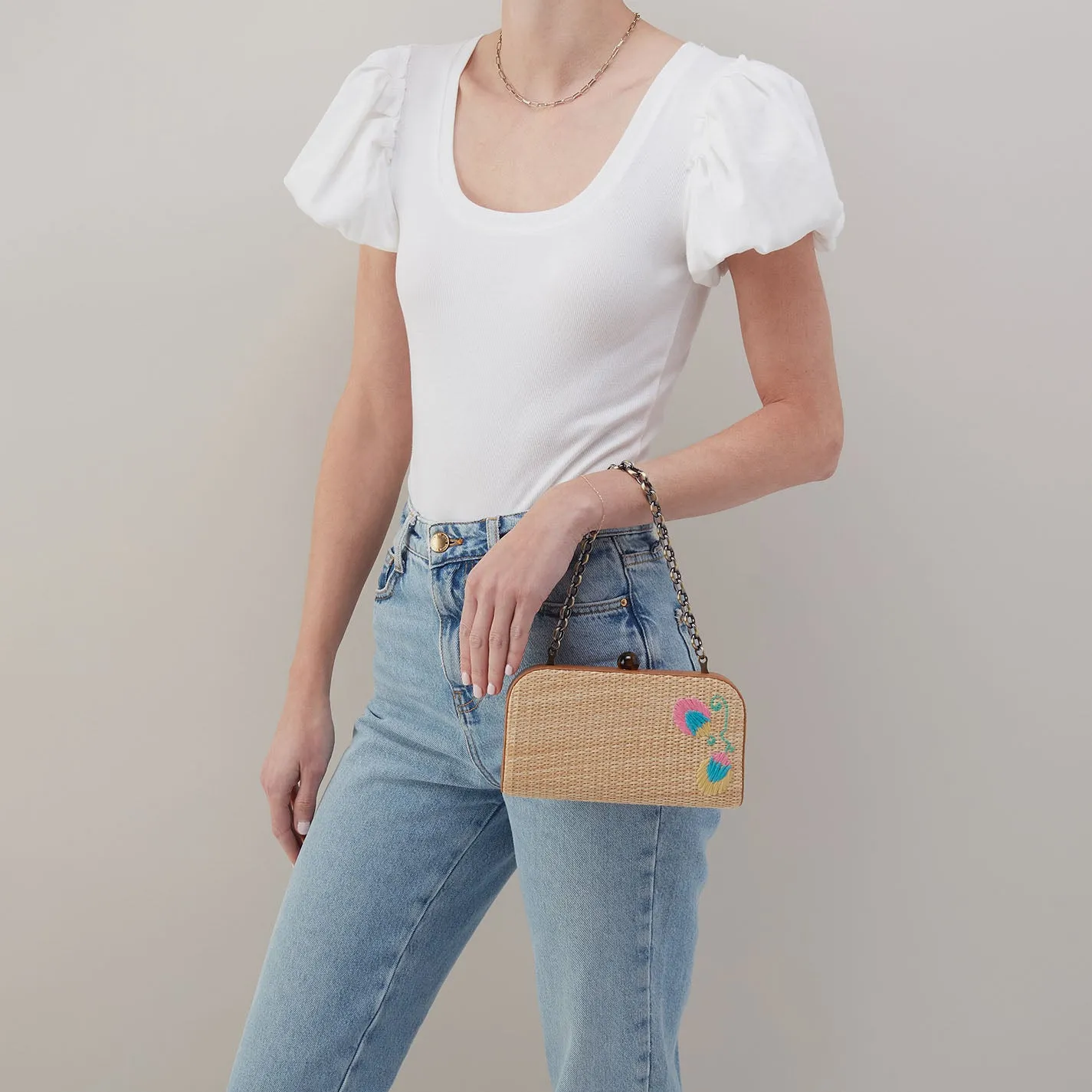 Lauren Minaudiere In Woven Straw - Natural Straw