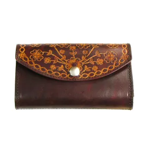 LC700A-FL  Antique Finish Ladies Organizer Wallet- Floral Design