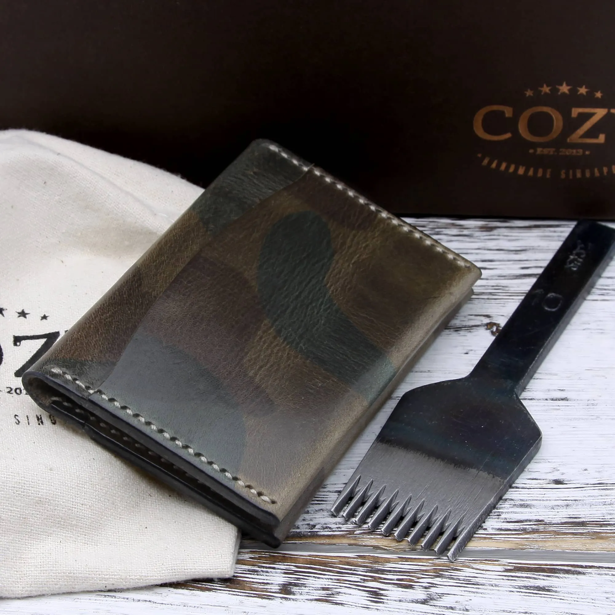 Leather Card Wallet, Military 107