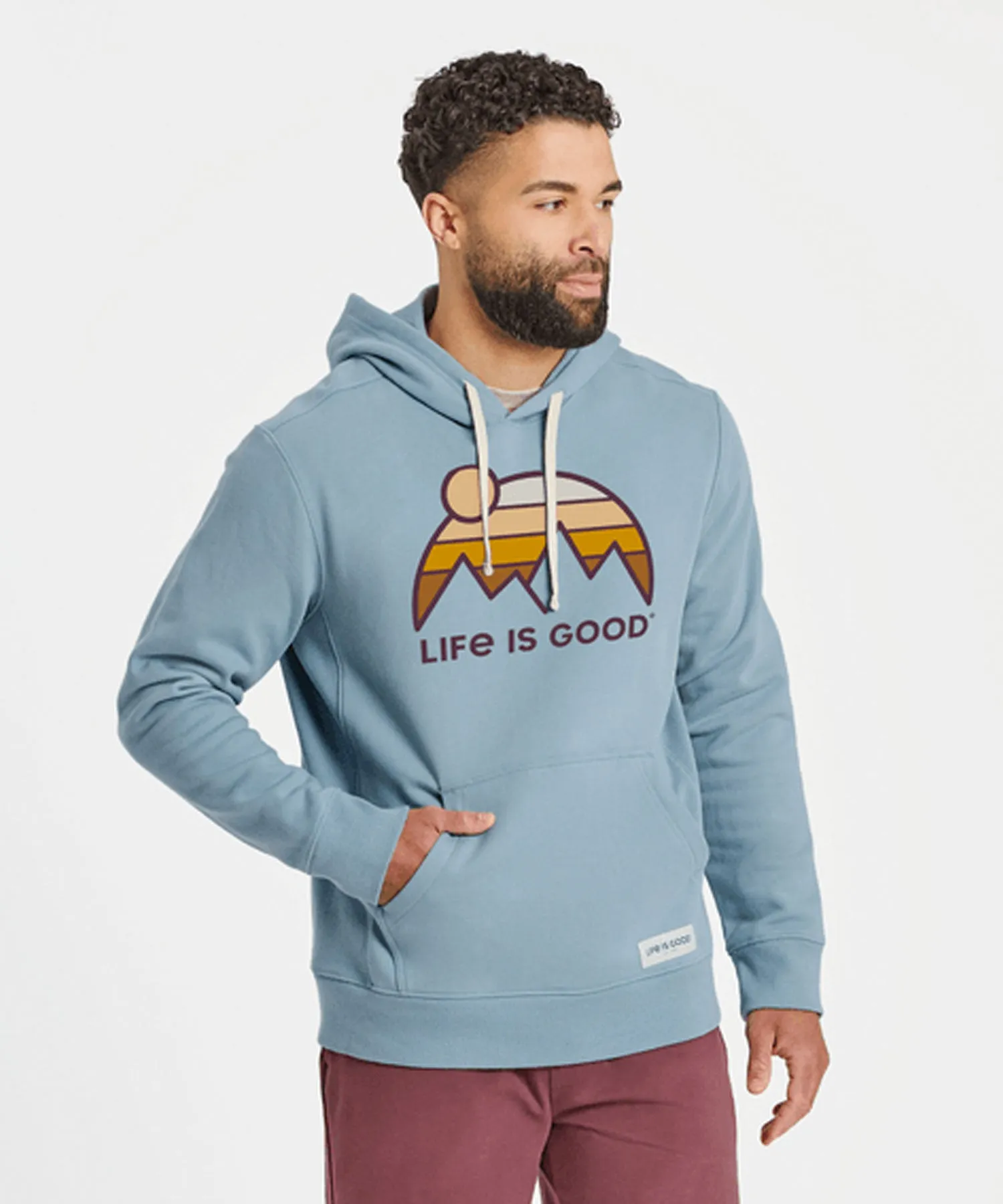 Life is Good Retro Mountains Simply True Fleece Hoodie - Smoky Blue