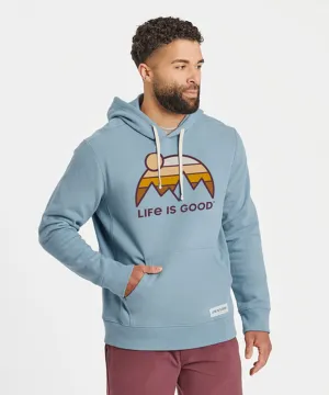 Life is Good Retro Mountains Simply True Fleece Hoodie - Smoky Blue