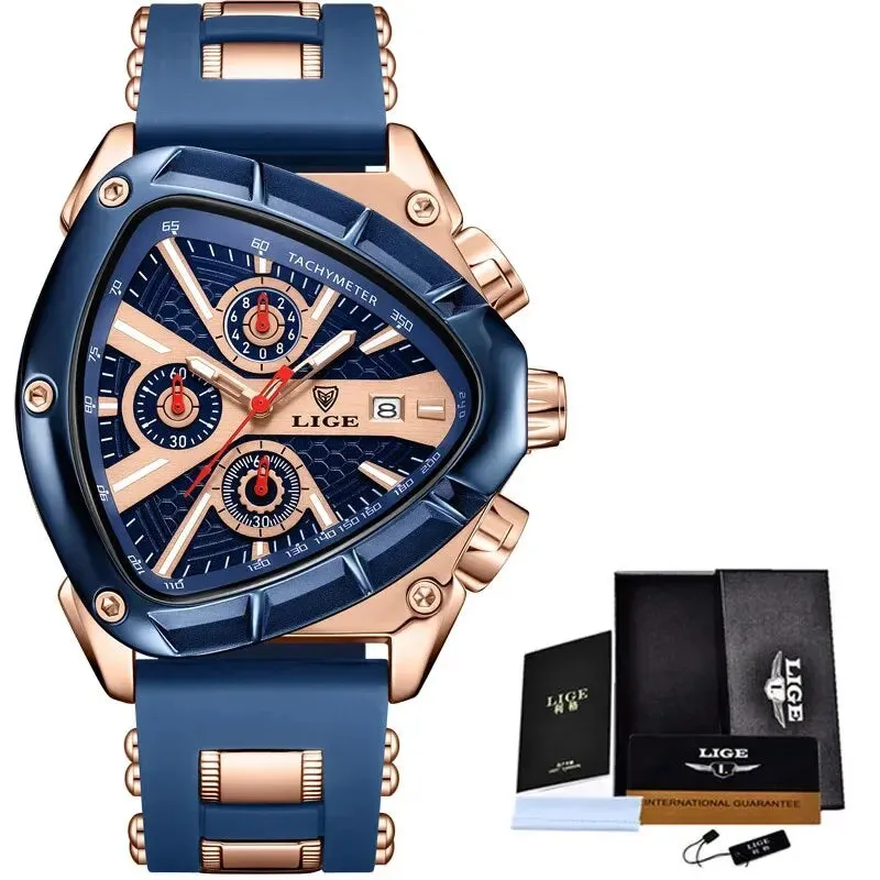 LIGE Original Luxury Men’s Waterproof Quartz Watch with Bold Dial