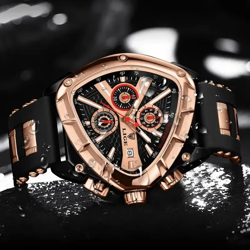 LIGE Original Luxury Men’s Waterproof Quartz Watch with Bold Dial