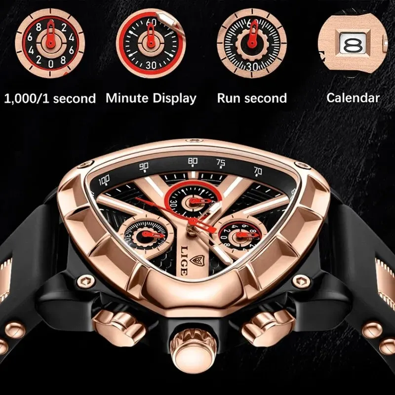 LIGE Original Luxury Men’s Waterproof Quartz Watch with Bold Dial