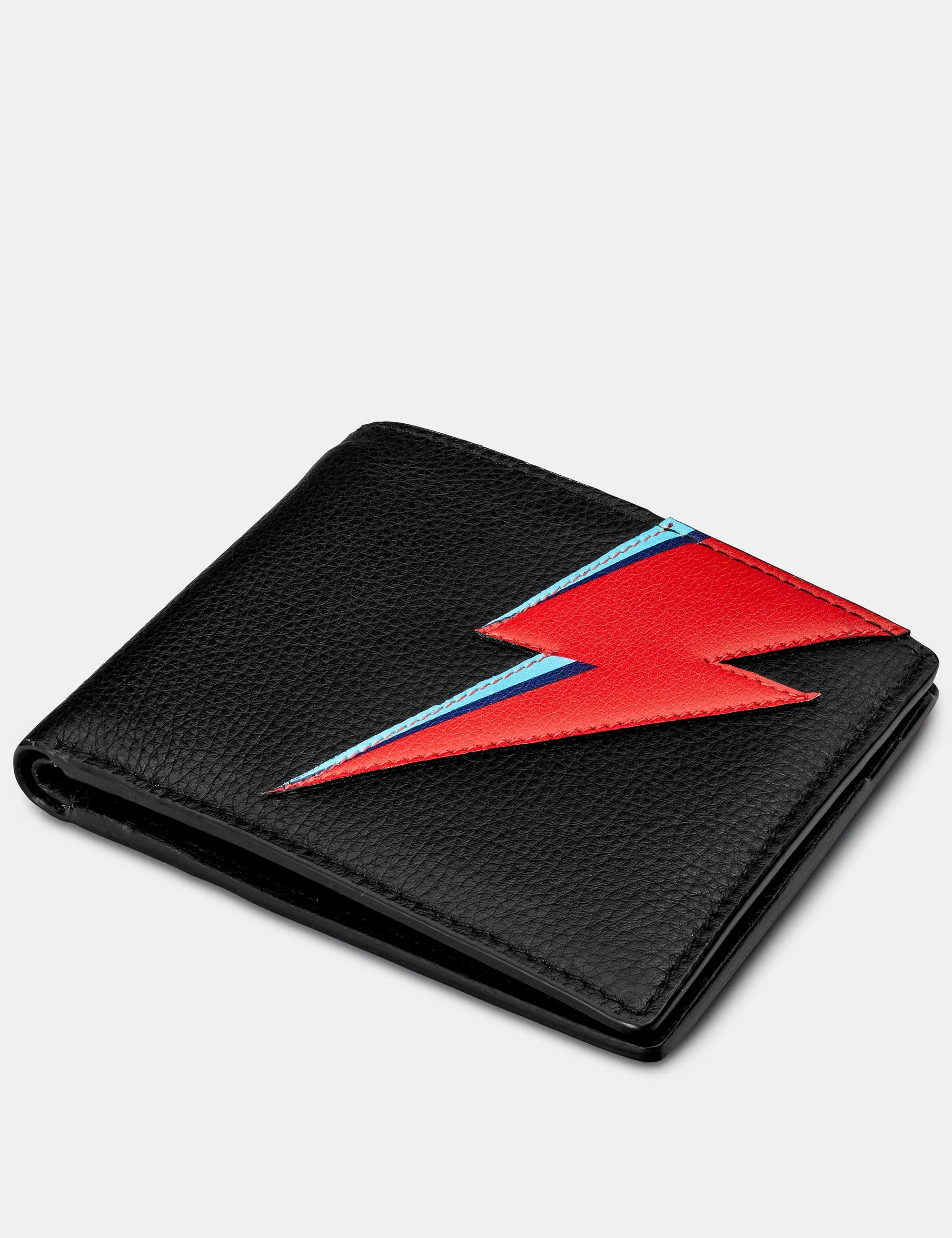 Lightning Bolt Black Leather Wallet