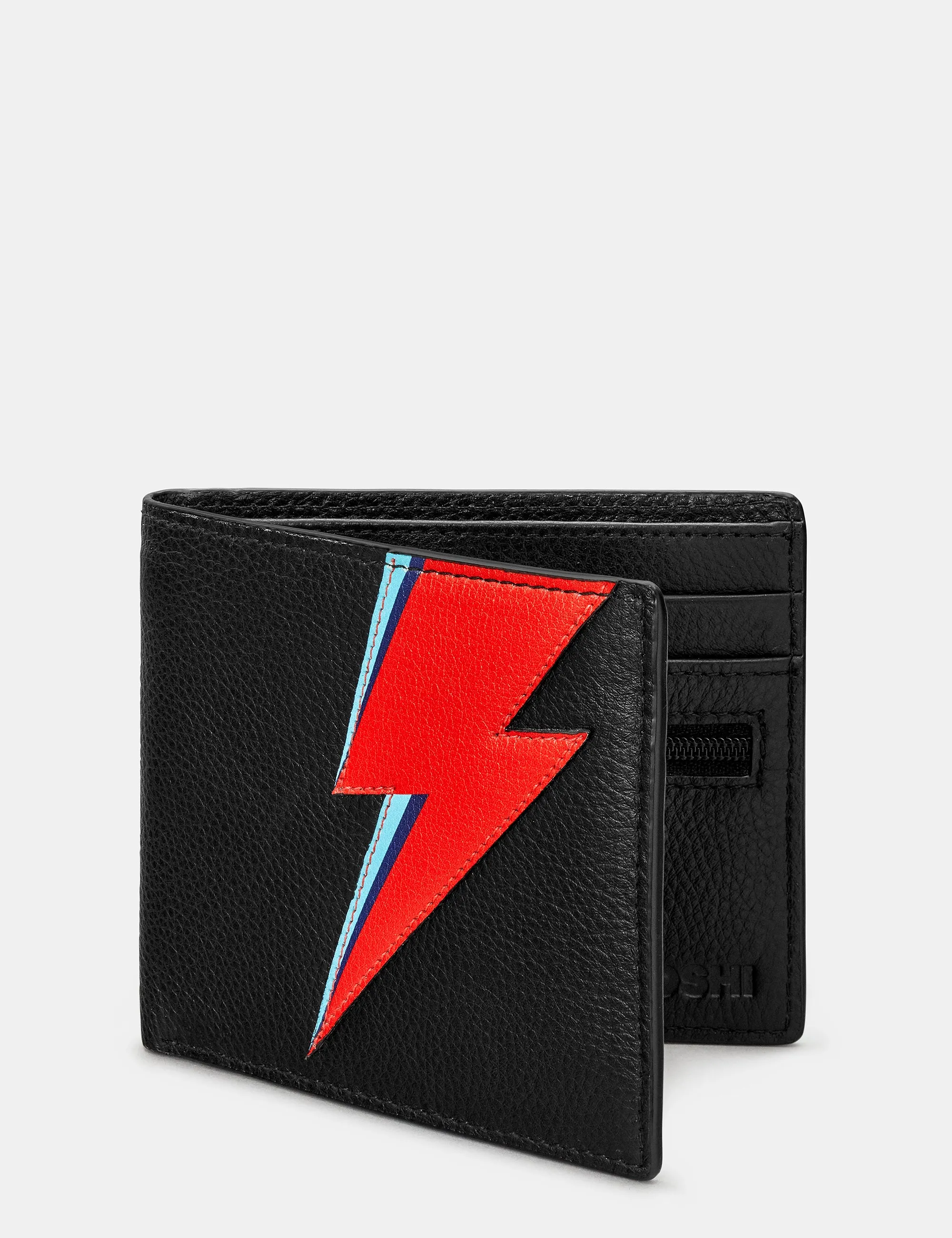 Lightning Bolt Black Leather Wallet