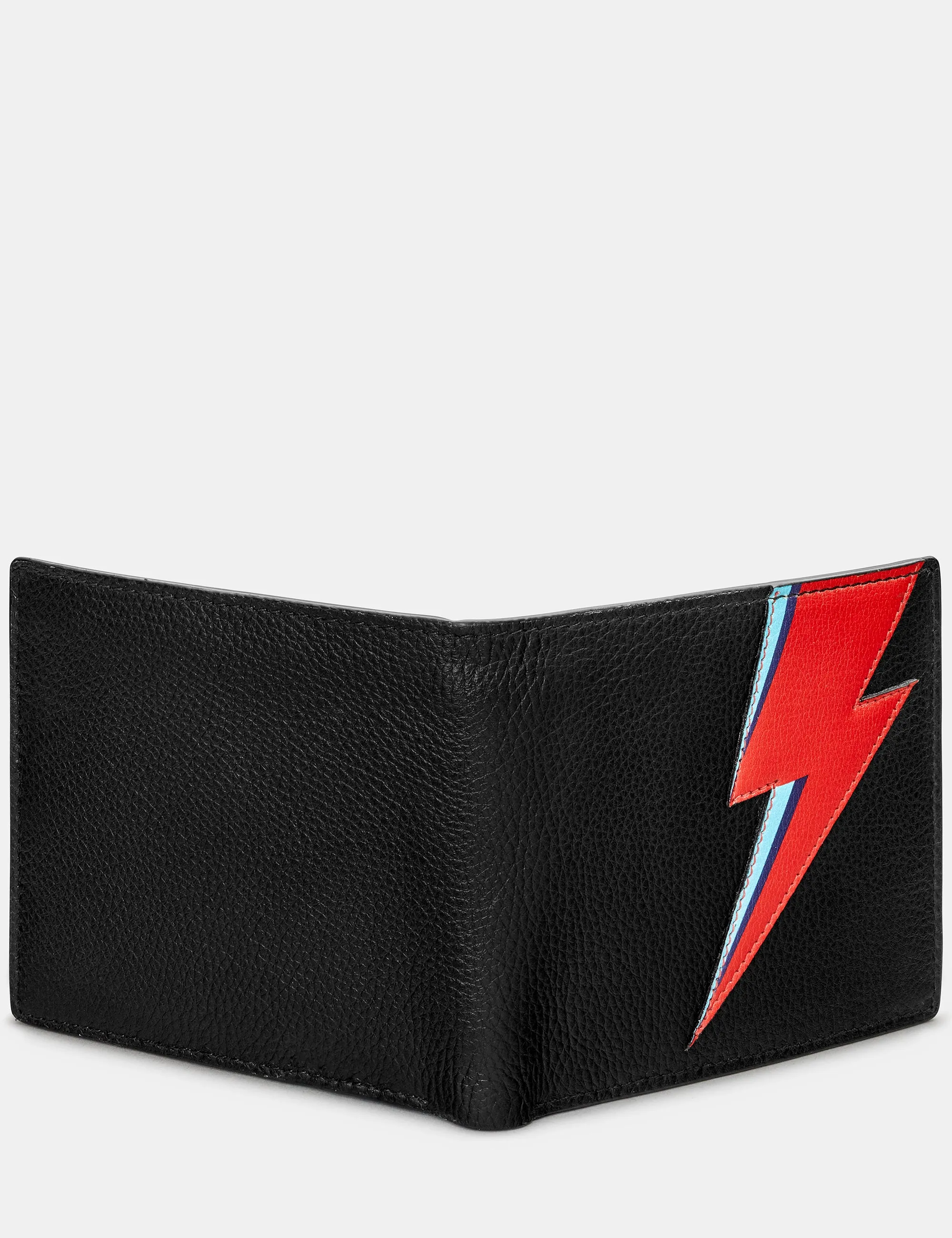 Lightning Bolt Black Leather Wallet