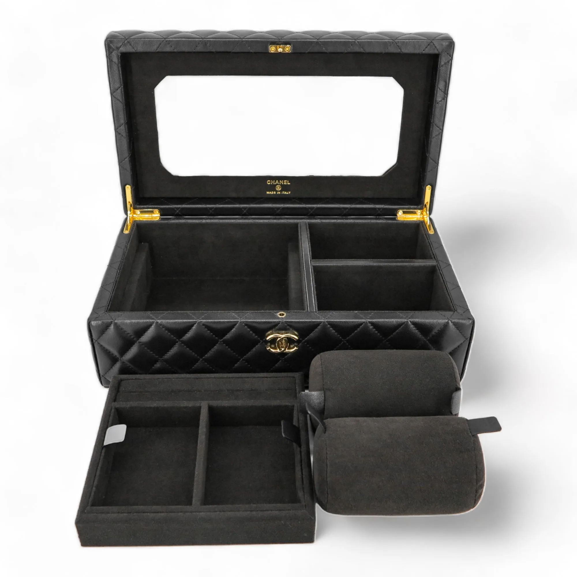 Limited Edition Black Lambskin Jewelry Box Vanity Case